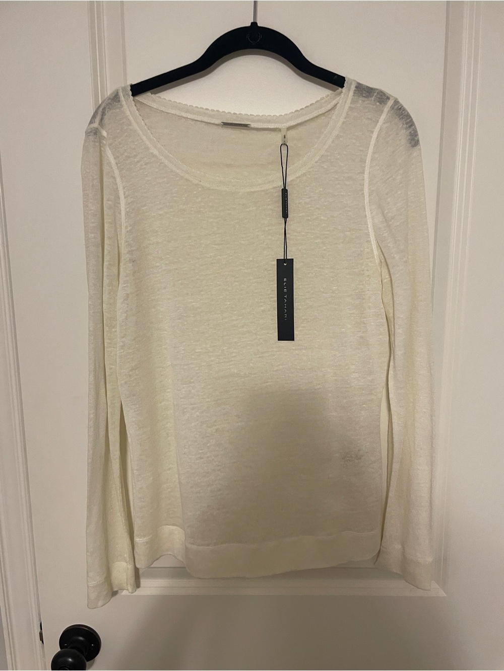 Elie Tahari Cream Lightweight Long-Sleeve Tunic Top